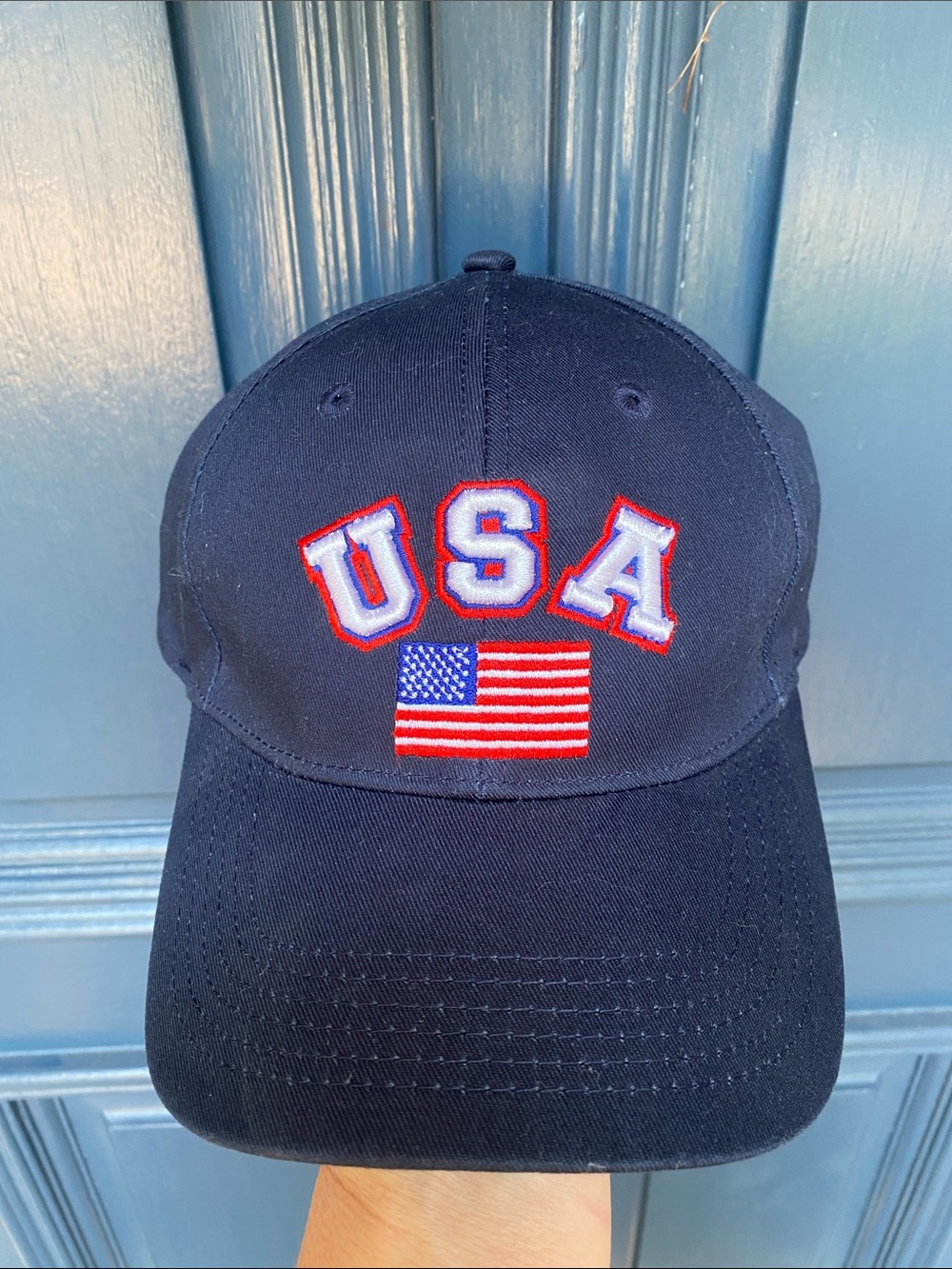 NEW🇺🇸USA Embroidered Flag and US Olympic Rings Baseball Cap - Navy